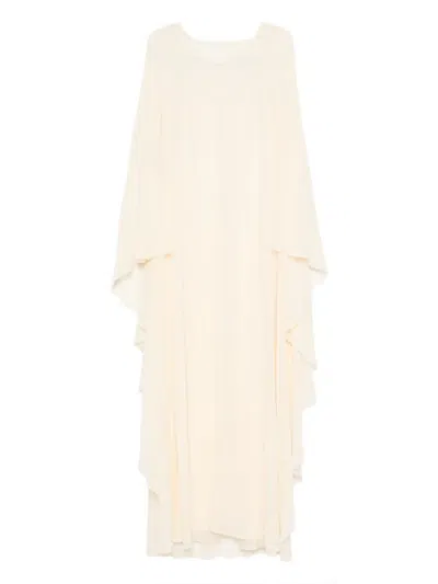 Alberta Ferretti Ruffled Long-sleeve Dress In Neutral