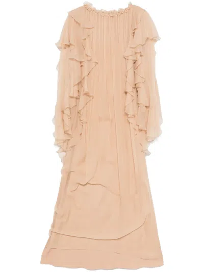 Alberta Ferretti Ruffled Maxi Dress In Pink