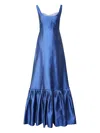 Alberta Ferretti Ruffled Maxi Dress In Blue