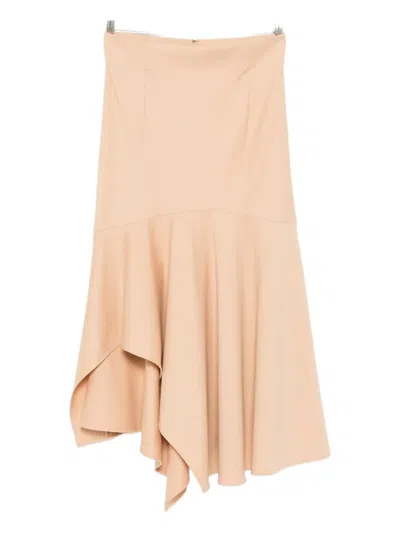 Alberta Ferretti Ruffled Midi Skirt In Neutral