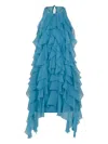 Alberta Ferretti Ruffled Mini Dress In Blue