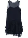Alberta Ferretti Blue Dress With Thin Straps And Ruffles In Blue