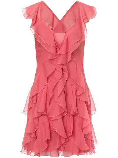 Alberta Ferretti Ruffled Mini Dress In Red