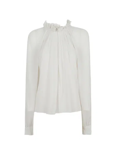 Alberta Ferretti Ruffled Pleated Blouse In White