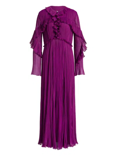 Alberta Ferretti Silk Creponne Evening Dress In Purple
