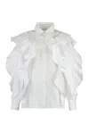 Alberta Ferretti Stretch Poplin Cotton Shirt In White