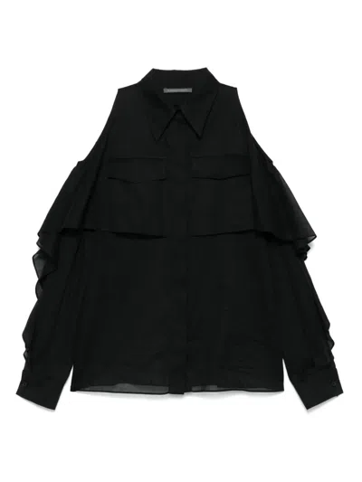 Alberta Ferretti Ruffled Shirt In Black