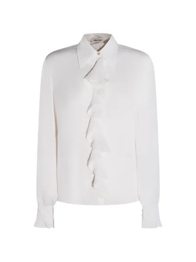 Alberta Ferretti Ruffled Lace Shirt In White