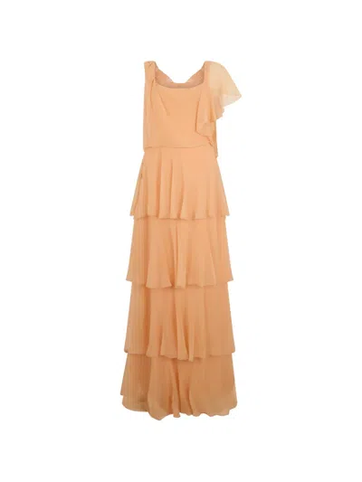 Alberta Ferretti Ruffled Silk-chiffon Maxi Dress In Multi