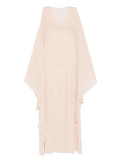 Alberta Ferretti Ruffled-sleeve Dress In Pink