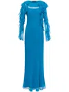Alberta Ferretti Ruffled-sleeve Gown In Blue