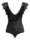 Alberta Ferretti Ruffled-sleeves Body In Black