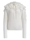 Alberta Ferretti Ruffled Tie Sweater In White