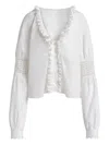 Alberta Ferretti Ruffled V-neck Blouse In White
