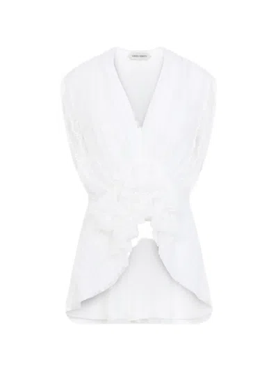 Alberta Ferretti Ruffled V-neck Blouse In Multi