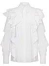 Alberta Ferretti Ruffled White Shirt With Dramatic Detailing In White