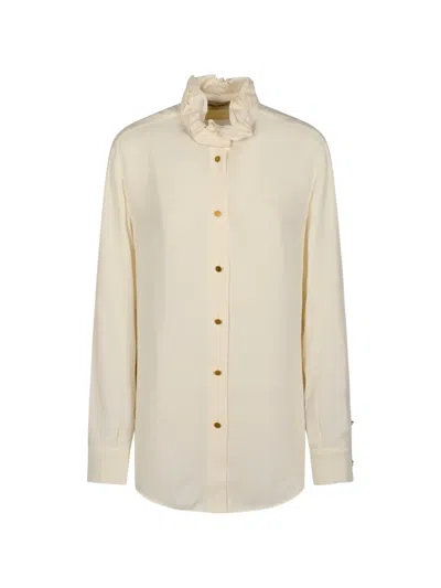 Alberta Ferretti Ruffled-collar Long-sleeve Shirt In Neutral
