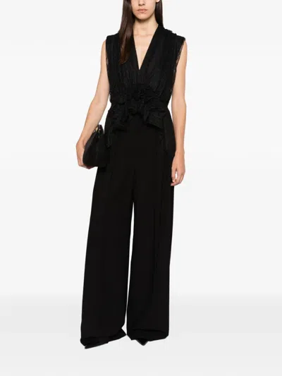 Alberta Ferretti Ruffled-hem Top In Black