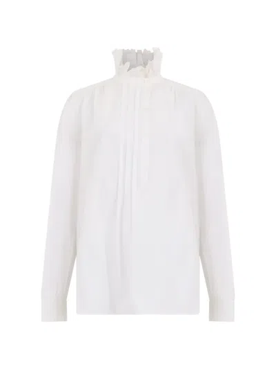 Alberta Ferretti Ruffled-trim Blouse In White