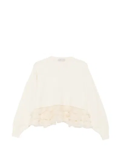 Alberta Ferretti Ruffled-trim Sweater In Neutral