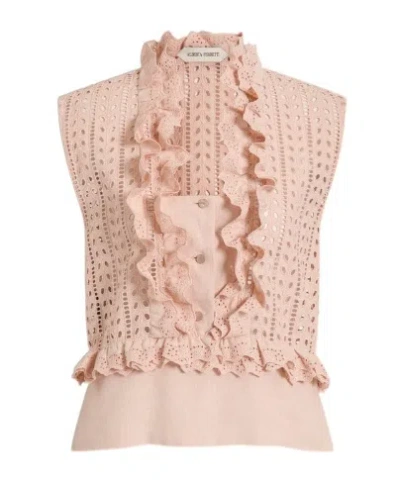 Alberta Ferretti Sangallo Lace Sleeveless Top In Pink
