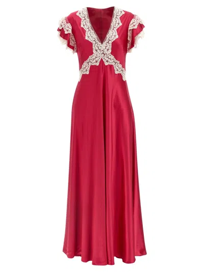Alberta Ferretti Satin And Lace Dress Dresses Fuchsia In Multi