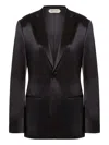 Alberta Ferretti Satin Blazer In Black