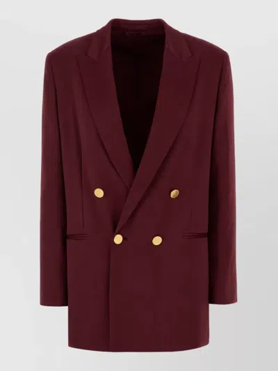Alberta Ferretti Satin Blazer In Burgundy