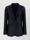 Alberta Ferretti Satin Blazer With Notched Lapel And Pockets In Blue