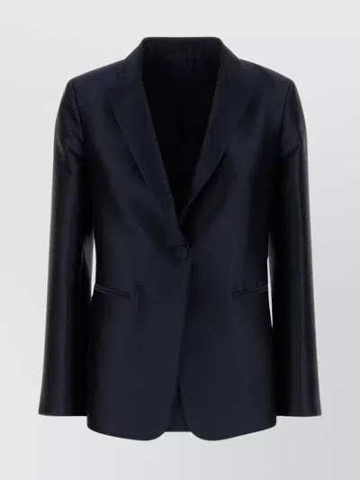 ALBERTA FERRETTI SATIN BLAZER WITH NOTCHED LAPEL AND POCKETS