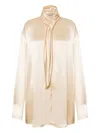 Alberta Ferretti Satin Blouse In Brown