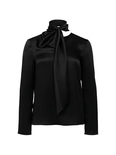 Alberta Ferretti Satin Blouse In Black