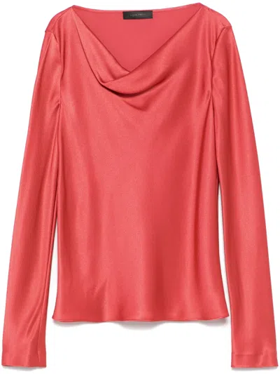 Alberta Ferretti Satin Blouse In Pink & Purple