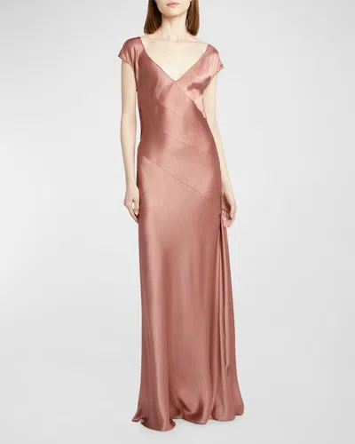 Alberta Ferretti Panelled Satin Gown In Pink