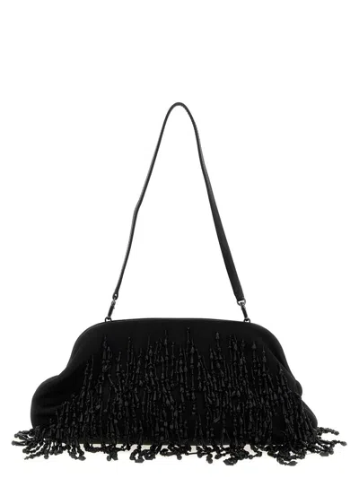Alberta Ferretti Satin Clutch In Black