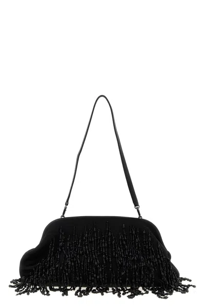 Alberta Ferretti Satin Clutch In Black