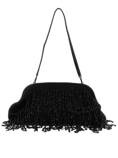 Alberta Ferretti Satin Clutch In Black