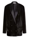 Alberta Ferretti Doppelreihiger Blazer Aus Satin In Black
