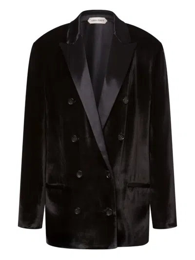 Alberta Ferretti Doppelreihiger Blazer Aus Satin In Black