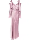 Alberta Ferretti Satin Draped Maxi Dress In Pink
