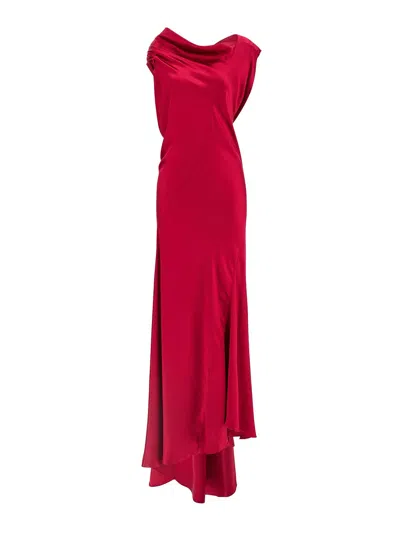 Alberta Ferretti Satin Dress In Multi