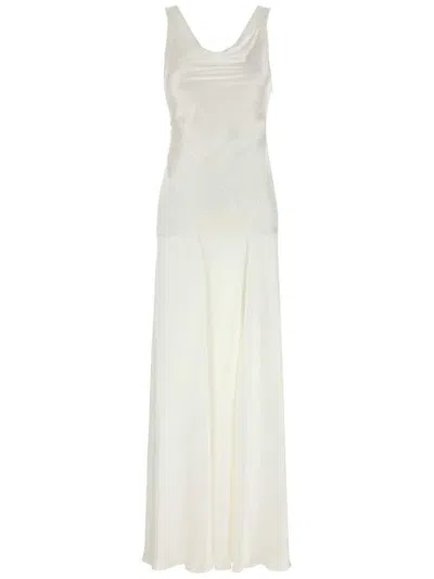Alberta Ferretti Satin Dress In Bianco
