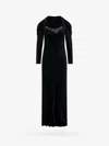 Alberta Ferretti Satin Dress With Lace Profile In Black