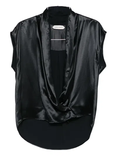 Alberta Ferretti Satin-effect Twist Blouse In Black