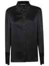 Alberta Ferretti Satin-finish Acetate Shirt With Classic Collar In Black