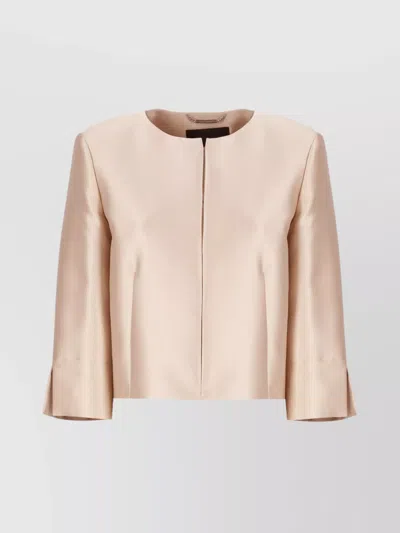 Alberta Ferretti Satin Finish Cropped Length Blazer In Gold