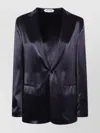 Alberta Ferretti Satin Finish Notched Lapels Long Sleeves In Blue
