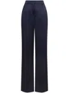 Alberta Ferretti Satin Finish Silk-blend Trousers In Blue