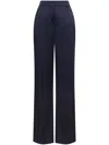 Alberta Ferretti Satin Finish Silk-blend Trousers In Blue