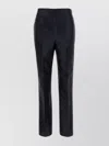 Alberta Ferretti Satin Finish Straight Leg Trousers With Pockets In Black